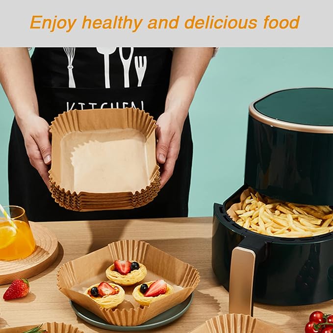 Ailun Air Fryer Disposable Paper Liners, 100PCS 6.5inch Round and Air Fryer Disposable Paper Liners, 100PCS 6.5inch Square