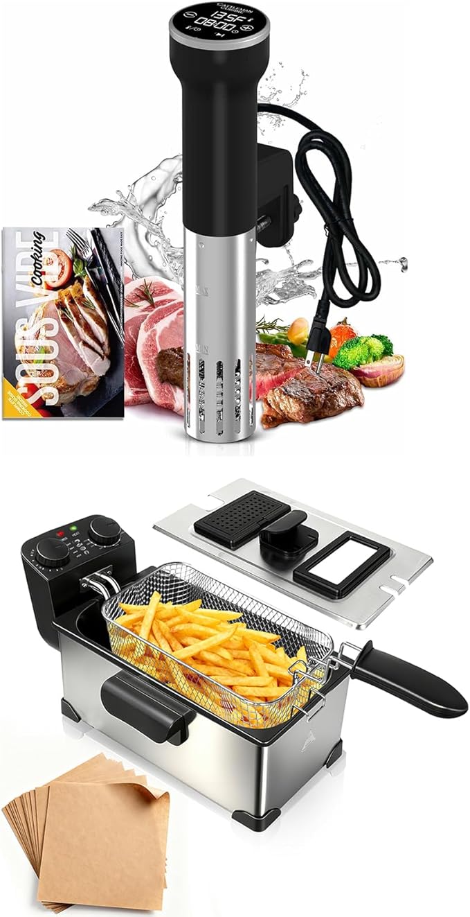 Sous Vide Cooker WiFi & Immersion Deep Fryer with Basket