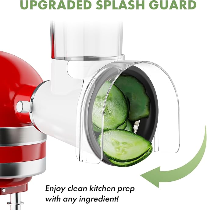 Cheese Grater Attachment for KitchenAid, Large Cheese Grater with 3-inch Feed Chute and Splash-Proof Barrier, Cheese Shredder, For Kitchen Aid Accessories and Attachments, Dishwasher Safe By Cofun