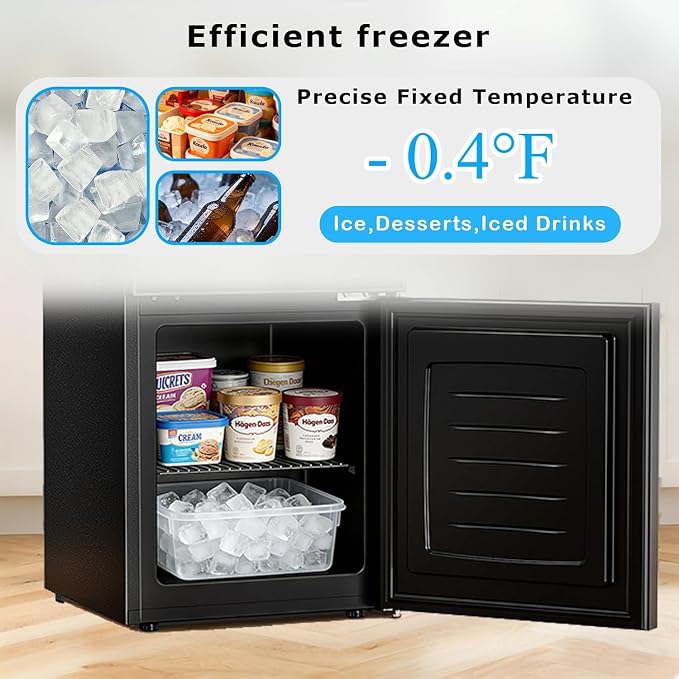 Antarctic Star 2.6 Cu. Ft. Mini Fridge, Compact Refrigerator with Freezer, Adjustable Temp, Reversible Door, LED Light for Home Office Bar Bedroom