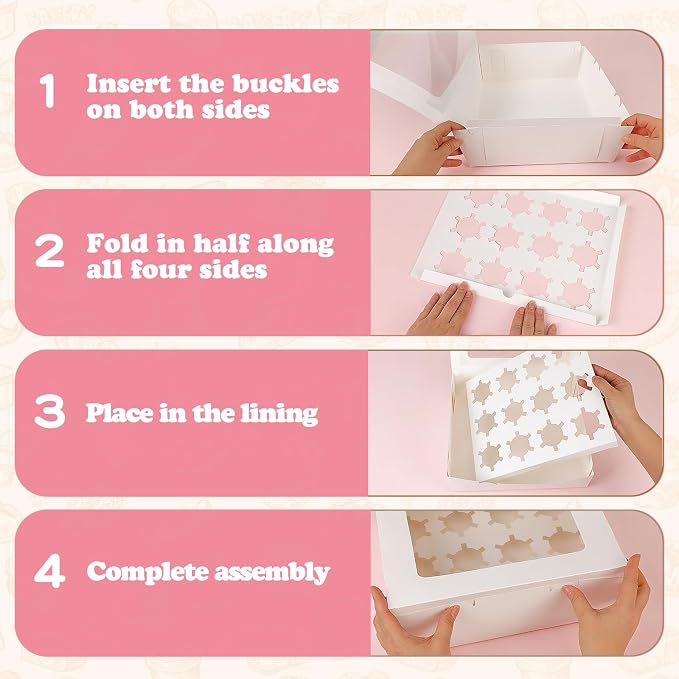 Moretoes 3 Pack Cupcake Boxes, Hold 12 Standard Cupcakes, Cupcake Containers with Window, Hold 36 Pastries, Disposable Graduation Party Boxes for Cupcakes Desserts(White)