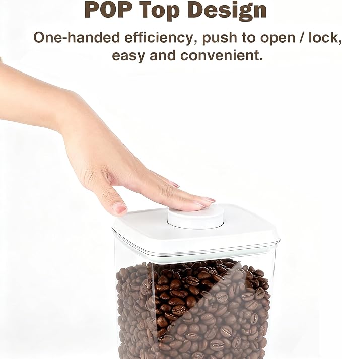 Pop Airtight Food Storage Containers with Lids Stackable Containers for Kitchen Pantry Organization Ideal for Cereal Snacks Flour Sugar Coffee and Spaghetti (gray, 4.2qt)
