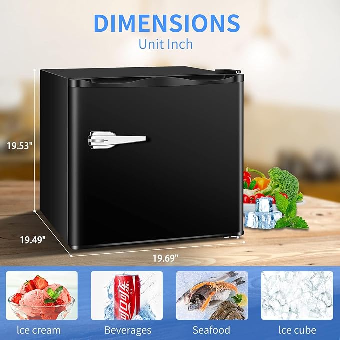Antarctic Star Mini Upright Freezer -1.2 cu.ft Compact freezer with Removable Shelves and Adjustable Thermostat,for Home/Kitchen/Office(Black)