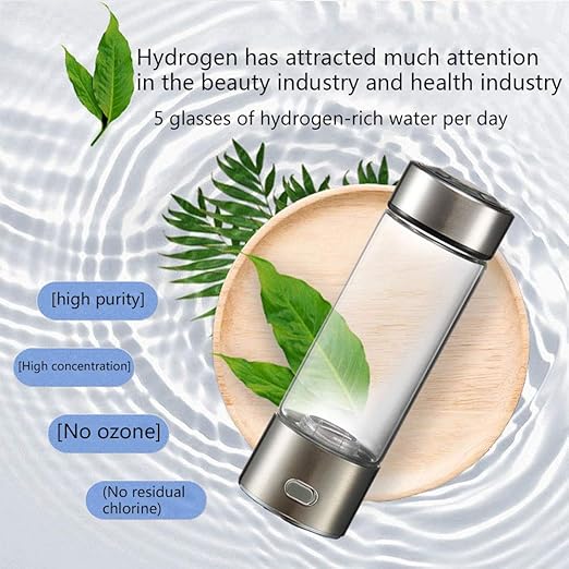 Hydrogen Water Bottle Generator Hydrogen Water Maker Portable SPE Technology Generate Hydrogen Rich Water Without Chlorine Ozone Residue Anti Aging Antioxidant Glass Bottle 350Ml