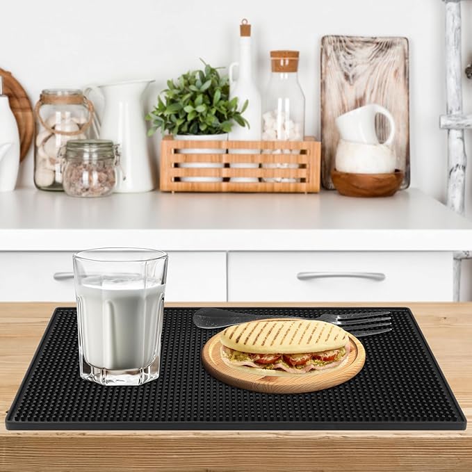 2 Pack Heavy-Duty Bar Mat Pad PVC Rubber Dish Drying Spill Matting for KTV Bar Glass Home (L:18"x12")