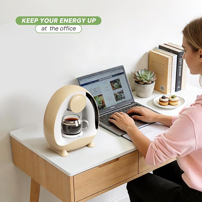 Single Serve Coffee Maker 2 in 1, 1400W Fast Brewer for K-Cup Pods & Ground Coffee, One-Touch Americano & Tea Machine with 2 Reusable Filters, Compact Design for Home Office RV Dorm