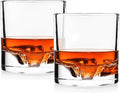 LIITON Lake Tahoe Heavy Crystal Whiskey Glasses Gift Set of 2, Thick Freezable Bourbon Glass 1lb Each, Premium Whiskey Gifts for Men, Frozen Crystal Chills Cocktails, 10 oz