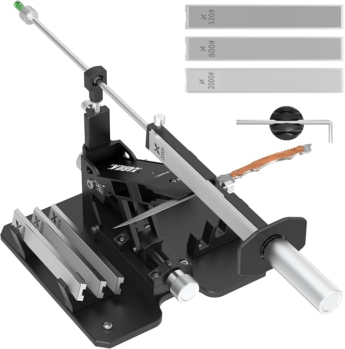 Upgraded XARILK Professional Knife Sharpening System GEN2, Heavy-duty | Aluminum Precision Knife Sharpener Tool & Sharpening Kit W/Diamonds (320# 800# 2000#)