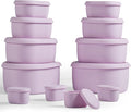 ISSEVE 12Pcs/Set Nesting Silicone Food Storage Containers with Lids, BPA Free Reusable Meal Prep Silicone Containers Airtight, Freezer Dishwasher Safe (33.8oz, 20oz, 10oz, 6.7oz, 1.3oz) (Purple)