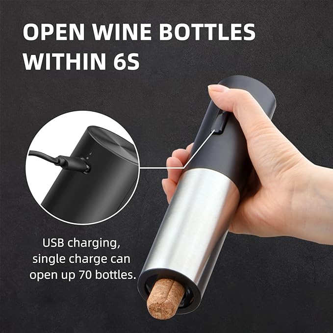Wine Gifts-Electric Wine Opener and Aerator Set-Wine Dispenser Battery Operated, Rechargeable Wine Bottle Opener & Pourer with Foil Cutter, Vacuum Stoppers