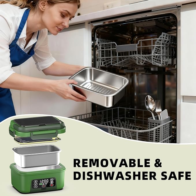 XL 6.3-Cups Cordless Electric Heated Lunch Box for Adults, Rechargeable Battery Powered Smart Self Heating Lunchbox for Men Women, 100W Food Warmer for Trucks Driver Travel Office Worker