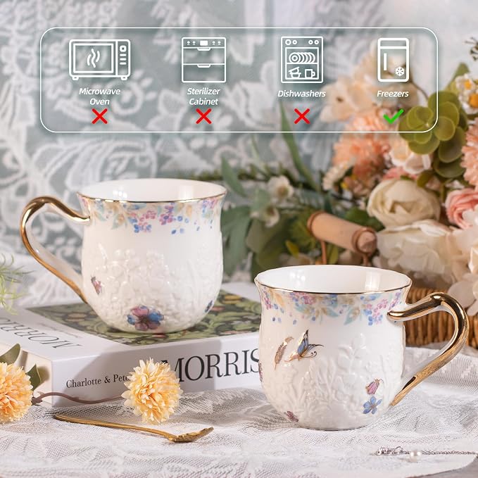 KAMMAK Coffee Mugs Set of 2 Ceramic Novelty Cups 16oz Porcelain Tea Cups Large Cappuccino Mugs with Handle Espresso Mug for Hot Cocoa, Latte, Breakfast Cereal, Americano (Colorful)