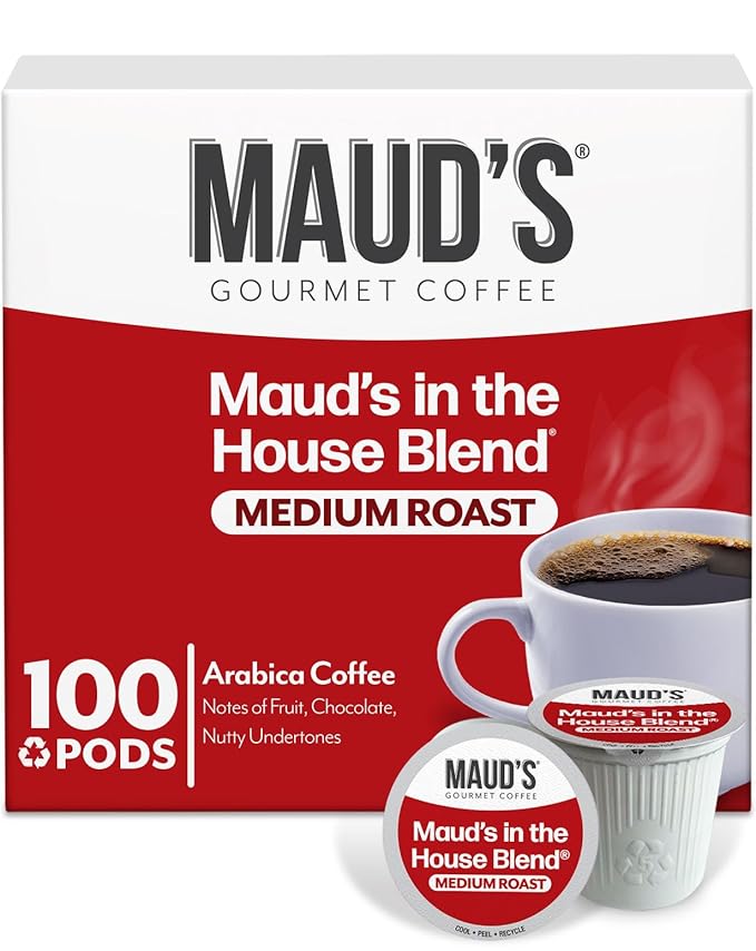 Maud's Medium Roast Coffee Pods, 100 ct, Single Serve Pods – 100% Arabica Coffee, Compatible with Keurig K Cups Maker