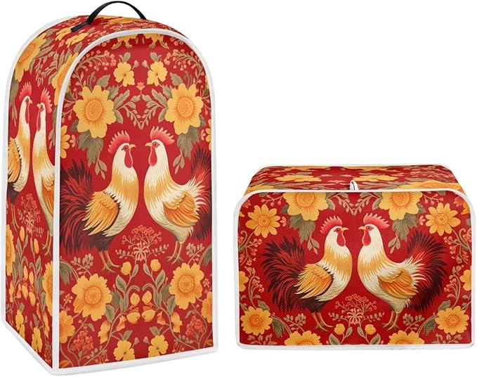 Rooster Dust Cover Kitchen Blender Cover Flower Washable Toaster Bread Maker Dustproof Cover Kitchen Appliance M