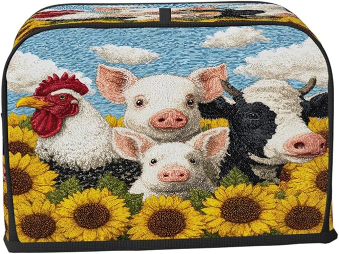 Cute Animal Sunflower 2 Slice Toaster Cover Dust And Fingerprint Bread Maker Cover Bakeware Protector Washable Appliance Covers Kitchen Accessories For Home Kitchen Women Gift