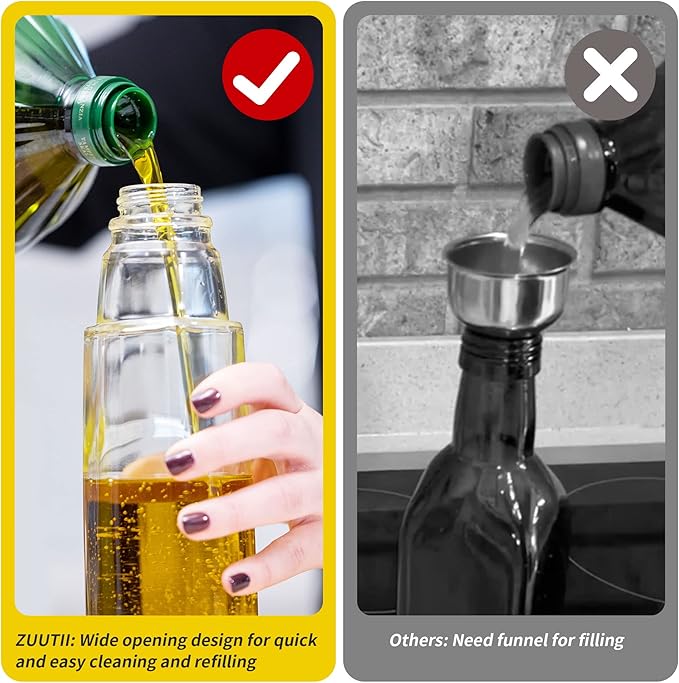 Zuutii Olive Oil Dispenser Drip Free Oil Dispenser Bottle for Kitchen Glass Oil and Vinegar Dispenser Set Olive Oil Bottle Cooking Oil Dispenser Soy Sauce Dispenser Oil Container Blue+White+Yellow