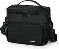 Gloppie Flight Crew Lunch Bag with Luggage Trolley Sleeve - Professional Insulated Cooler Bag for Flight Attendants & Pilots, Leakproof Lunch Box with Reinforced Structure for Travel & Work, Black