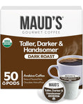 Maud's Organic Dark Roast Coffee Pods, 50 ct, Fair Trade & Single Origin Single Serve Pods – 100% Arabica Coffee, Compatible with Keurig K Cups Maker