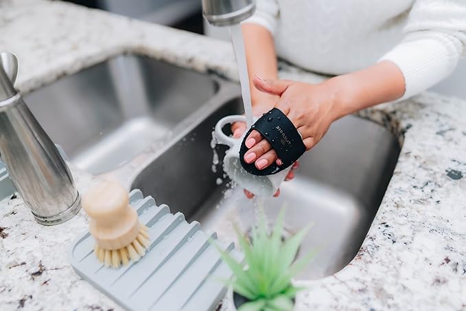 Effilogic Silicone Sponge Holder, Soap Dish, Self Draining Kitchen Sink Organizer, Kitchen Accessories, Medium Black