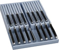 Domax Bamboo In-drawer Knife Block - Kitchen Knife Drawer Organizer Insert, Knife Holder without Knives Large, Drawer Knife Organizer Fits for 16 knives and 1 Sharpening Steel (Not Included), Gray