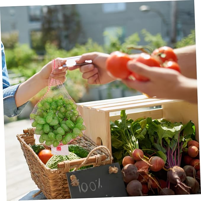 Happyyami 500 Pcs Fruit and Vegetable Mesh Bag Fruit Mesh Bag Garlic Bag Produce Bags Reusable Washable Cooking Mesh Bag Plastic Favor Bags Fruit and Veggie Pouches Rope Net Shopping Onion