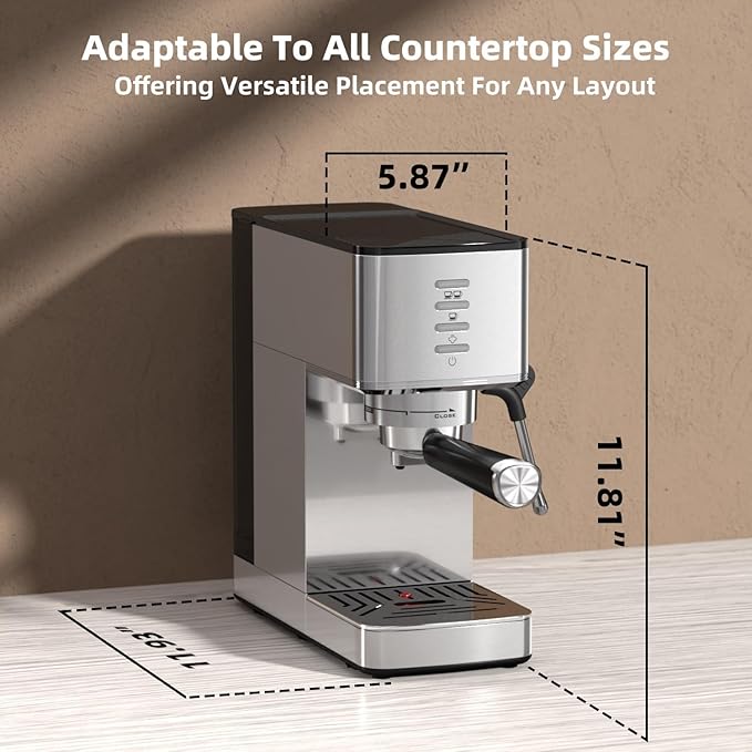 Electactic 20-Bar Espresso Machine with Rapid Cold Brew, Hot & Iced Coffee Maker with Steam Wand & Touchscreen, 37oz Removable Water Tank for Latte, Cappuccino & Home Barista Gifts