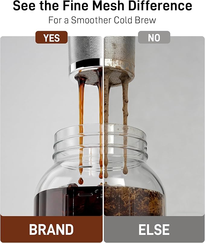 OneDream Cold Brew Coffee Maker - 2 Quart 64oz Stainless Steel Filter Cold Brew Pitcher Jar, No Leaks Cold Brew Mason Jar Coffee Maker, Easy to Clean Cold Coffee Maker
