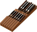 Knife Drawer Organizer, Bamboo Wood Knife Organizer Drawer Insert, Brown Knife Block Fit for 13 Knives
