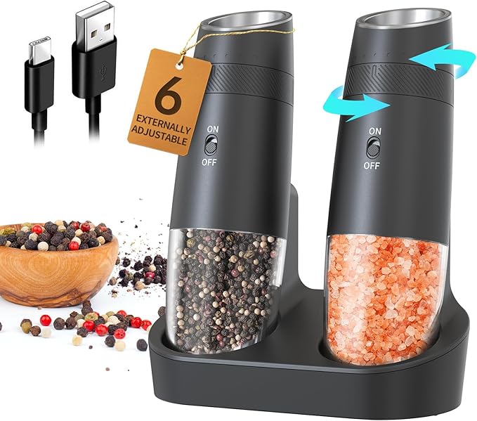 Gravity Electric Salt and Pepper Grinder Set