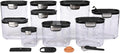ProKeeper+ Airtight Food Storage Container Set – Clear Plastic Flour and Sugar Canister Set with Magnetic Accessories for Kitchen Organization (Black, 13-Piece)