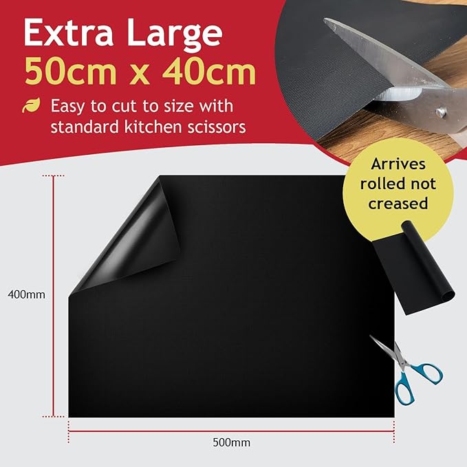 SPARES2GO Oven Liner Non Stick (2 Pack) - Large Universal Teflon Baking Mat Bottom Cooker Protector Heavy Duty Clean Fan Assisted Oven Liners (40 x 50 cm)
