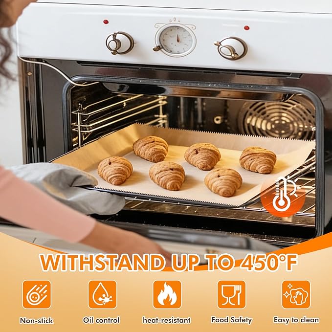 Pop-Up Parchment Paper Sheets 300pcs,10x15inch Easy Pull Baking Paper, Non-Stick Greaseproof Pre-Cut Parchment for Baking, Air Fryer & Food Wrapping, Unbleached Brown(300, 10.7x15 Inch)
