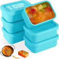 Teenyyou 6 Packs 1 Cup Silicone Soup Freezer Molds with Lid Silicone Soup Freezer Trays Rectangle Reusable Food Preserving Tray Freezing Sauces Stews(Lake Blue)