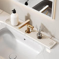 23.6 Inch Stone Faucet Mat for Kitchen Sink Splash Guard - Diatomite Quick Dry Stone Mat Kitchen Sink Protectors, Water-Absorbent Faucet Handle Drip Tray(White, 23.6" x 3.9")