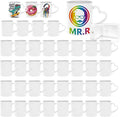 MR.R Set of 48 Sublimation Blanks Dishwasher White Ceramic Coffee Mugs 11oz Blank Ceramic Classic Drinking Cup Mug with Heart Handle for Milk Tea Cola Water