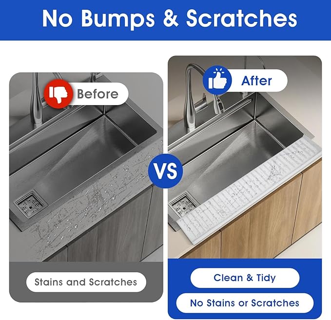 Snuggery 30"x4" Silicone Sink Edge Protector - Splash Guard with Suction Cups & 5° Tilt, Cuttable Edge Guard for Kitchen Sink, Bathroom,Granite & Quartz Countertops(White)