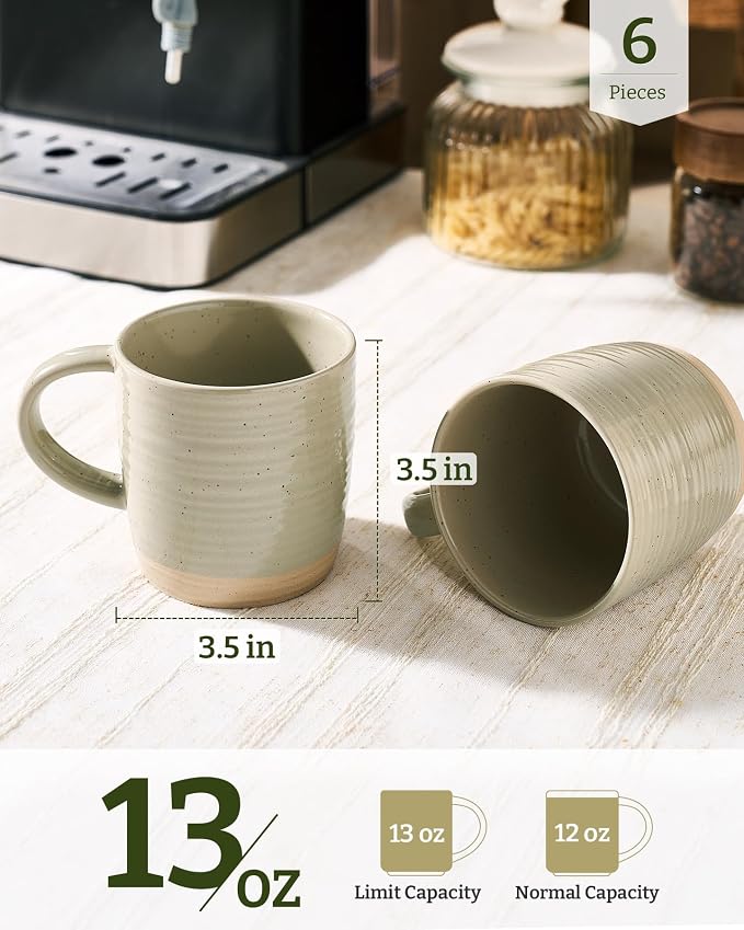 famiware Coffee Mugs Set of 6, 13 oz Mug Set, Ceramic Cup Set with Handle for Coffee, Tea, Cocoa, Milk, Constellation Series, Honey