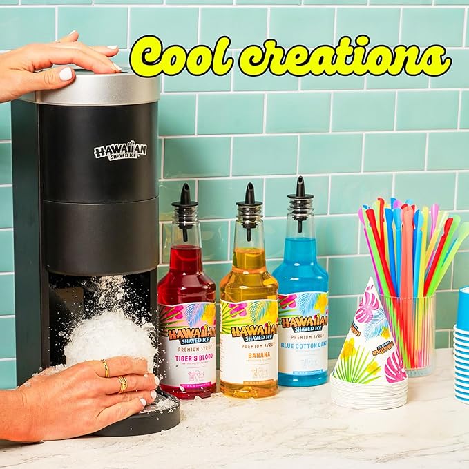 Hawaiian Shaved Ice Lemon-Lime Syrup - Nut Soy Dairy Free - Flavor Fluffy & Crunchy Snow Cones - Shelf Stable - Makes 8 Servings - 16 ounces