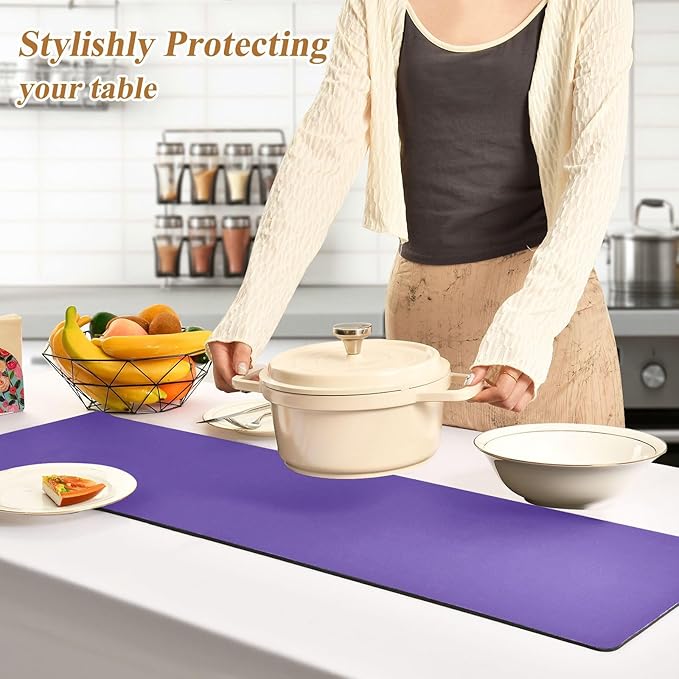 Dark Purple Trivet Table Runner for Countertop Kitchen Heat Resistance Pot Holders Anti-Slip Hot Pad Mats 11.8 * 39.4 Inches