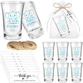 Pickmesh 25 Sets Baby Shower Shot Glasses for Guests Include Acrylic Clear Shot Glasses Thank You Cards Organza Bags Babies Shower Gifts for Gender Reveal Party Supplies (Elephant Boy)
