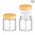 Norme 2 Pcs Glass Jars with Lids, Empty Glass Containers with Woodgrain Lids & Inner Liners, Reusable for Storing Creams Lotions Cosmetic Powder Ointments Candle Making (4 oz,Natural Wood)