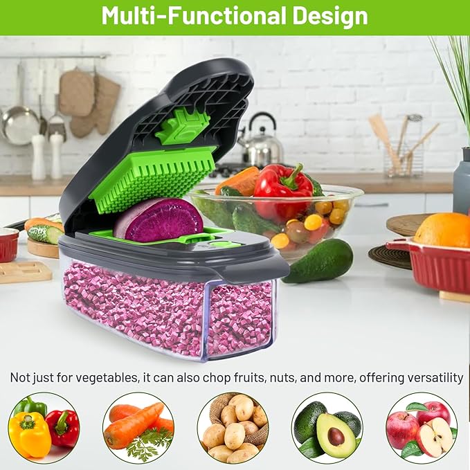 Vegetable Chopper with Large Container(Greygreen)