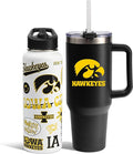 The Memory Company Officially Licensed NCAA 2-Pack Stainless Steel Tumbler Set, 34oz Team Spirit Water Bottle & 40oz Game Day Tumbler with Lid and Straw, BPA-Free Materials, Convenient Straw Design
