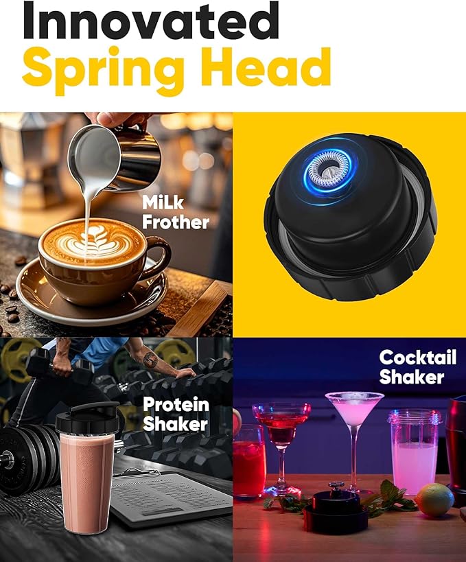 Personal Blender for Smoothies, 1200W Portable Blender for Shakes and Frozen Blending, Make Powder Protein in 60 Seconds, One-button Operation for Easy Cleaning, Includes 24oz and 18oz Portable Cup