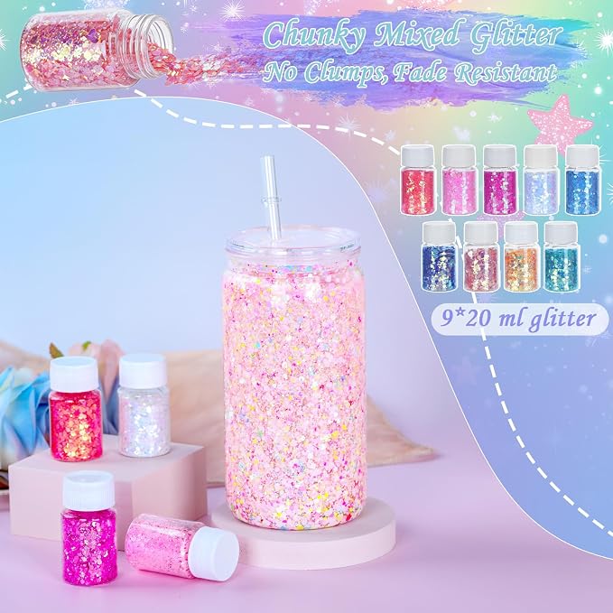 6 Pack 16 Oz Acrylic Snow Globe Tumbler Diy Starter Kit, Double Wall Plastic Pre-Drilled Snowglobe Tumbler Supplies Craft Tool Set