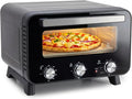 Simple Deluxe 1600W Indoor Electric Pizza Oven, 4 Cooking Modes for 12" Pizza, Fast Heating with Dual Independent Temp Control, Includes Pizza Stone & Spatula, Black