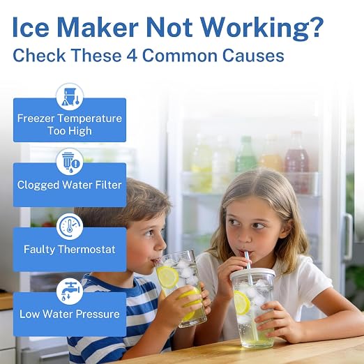 2198597 Ice Maker 185W 115V 60Hz Fit for Whirlpool Maytag Amana | High Efficiency Ice Making,Food-grade Materials,Replaces W10122502 626663 1016069 2198678