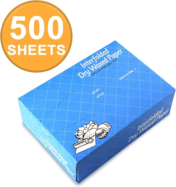 Fit Meal Prep 500 Sheets 8 x 10.75” Dry Wax Paper Sheets for Food, Greaseproof Sandwich Wrapping, Interfolded Deli Wax Paper for Fries, Burgers, Food Basket, Made in USA