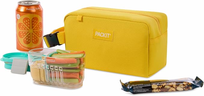 PackIt Freezable Small Insulated Snack Box, Lemonade, with EcoFreeze Technology (Built-in Ice Pack), Mini Cooler or Small Lunch Bag, For Fresh Snacks On the Go, for Work, Gym, or Travel