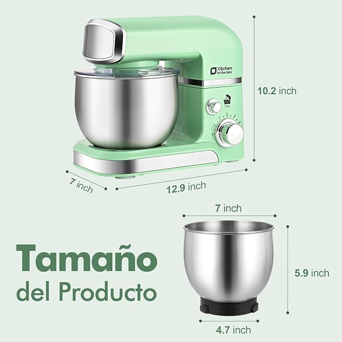 Kitchen in the box Stand Mixer,3.2Qt Small Electric Food Mixer,6 Speeds Portable Lightweight Kitchen Mixer for Daily Use with Egg Whisk,Dough Hook,Flat Beater